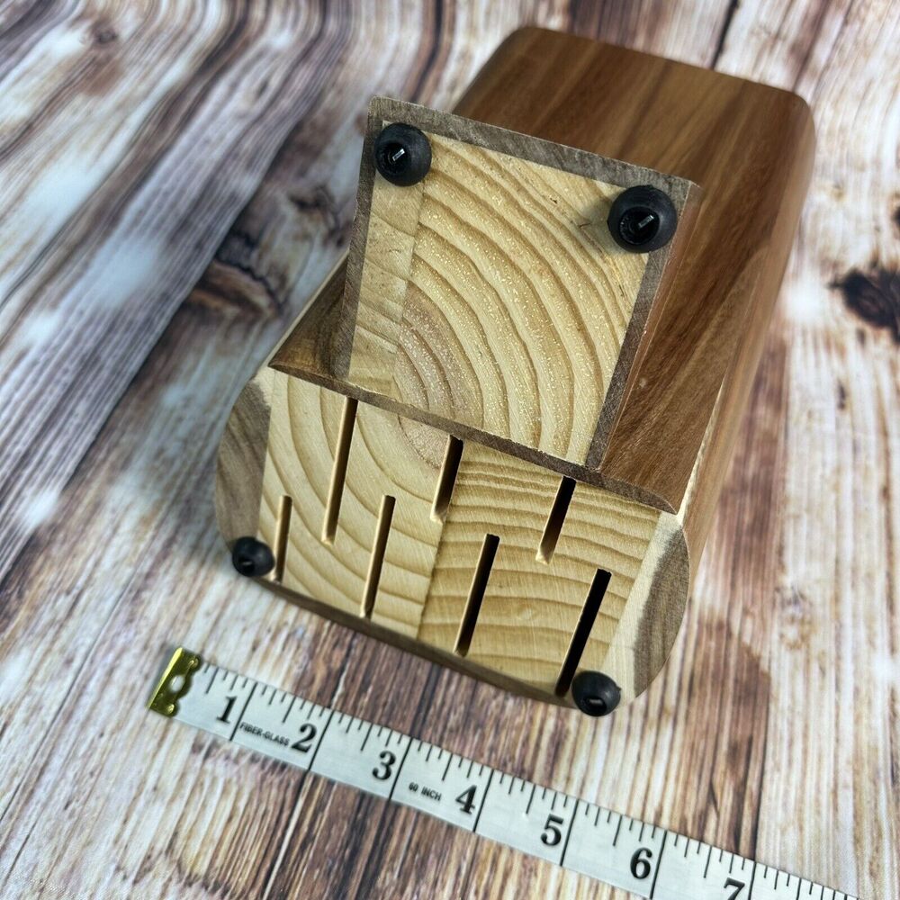 Mac Tools Knives Brown Wood Block ONLY 7 Slot Knife Holder Kitchen Storage - Picture 10 of 10